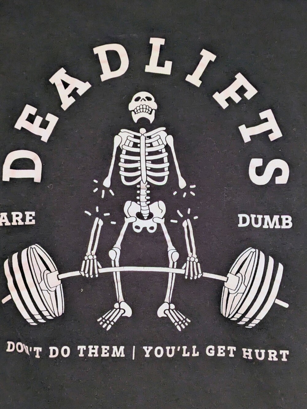 Chomp Deadlifts Skeleton Mens T Shirt  Black & White Large